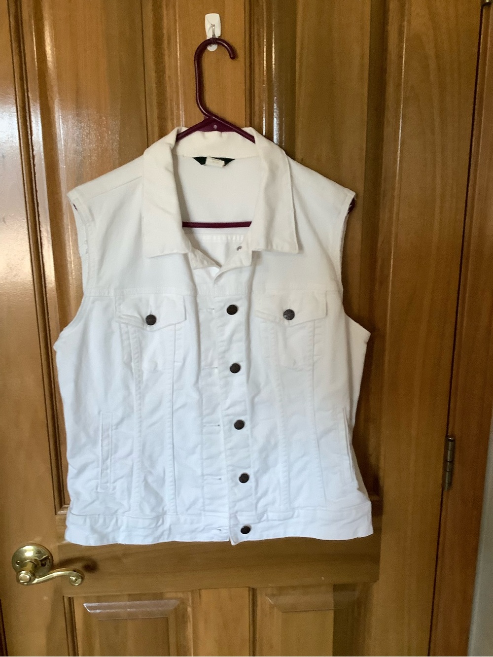 J. Crew White Sleeveless Denim Vest